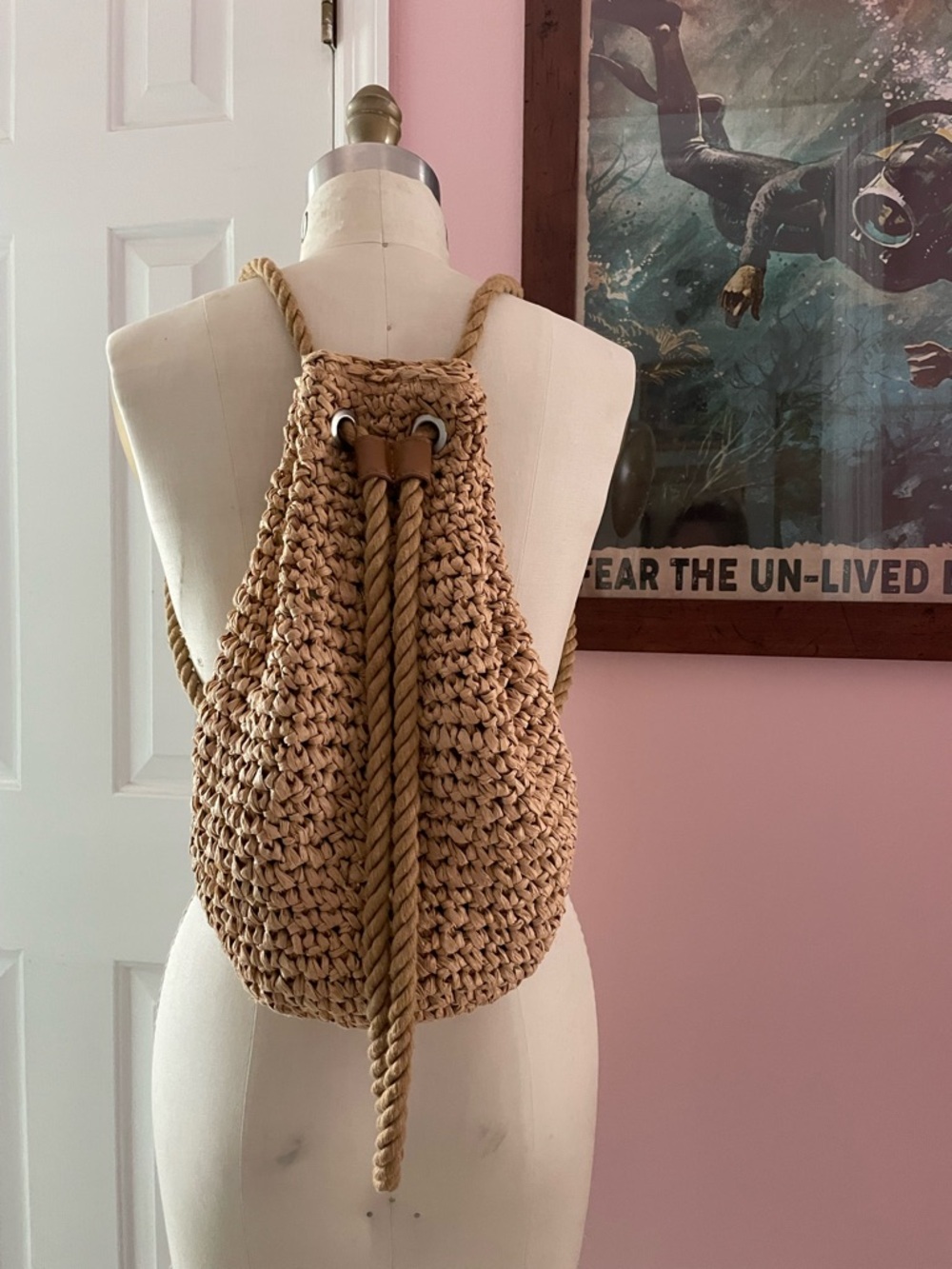 ZARA WOVEN RAFFIA STRAW BACKPACK SLING CROSSBODY BAG SHOULDER BAG